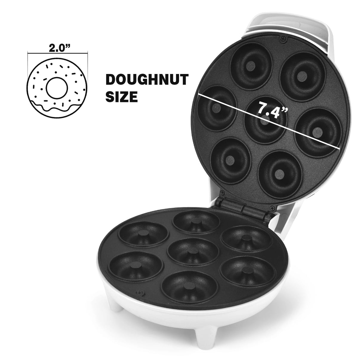 DSP Mini Donut Maker white finish complements modern kitchens.