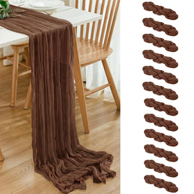 Dspoot brown cheesecloth table runner enhances rustic table settings with warm, inviting texture.