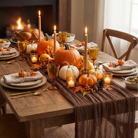 Dspoot 12-pack of cheesecloth runners offers versatile table dressing for events.