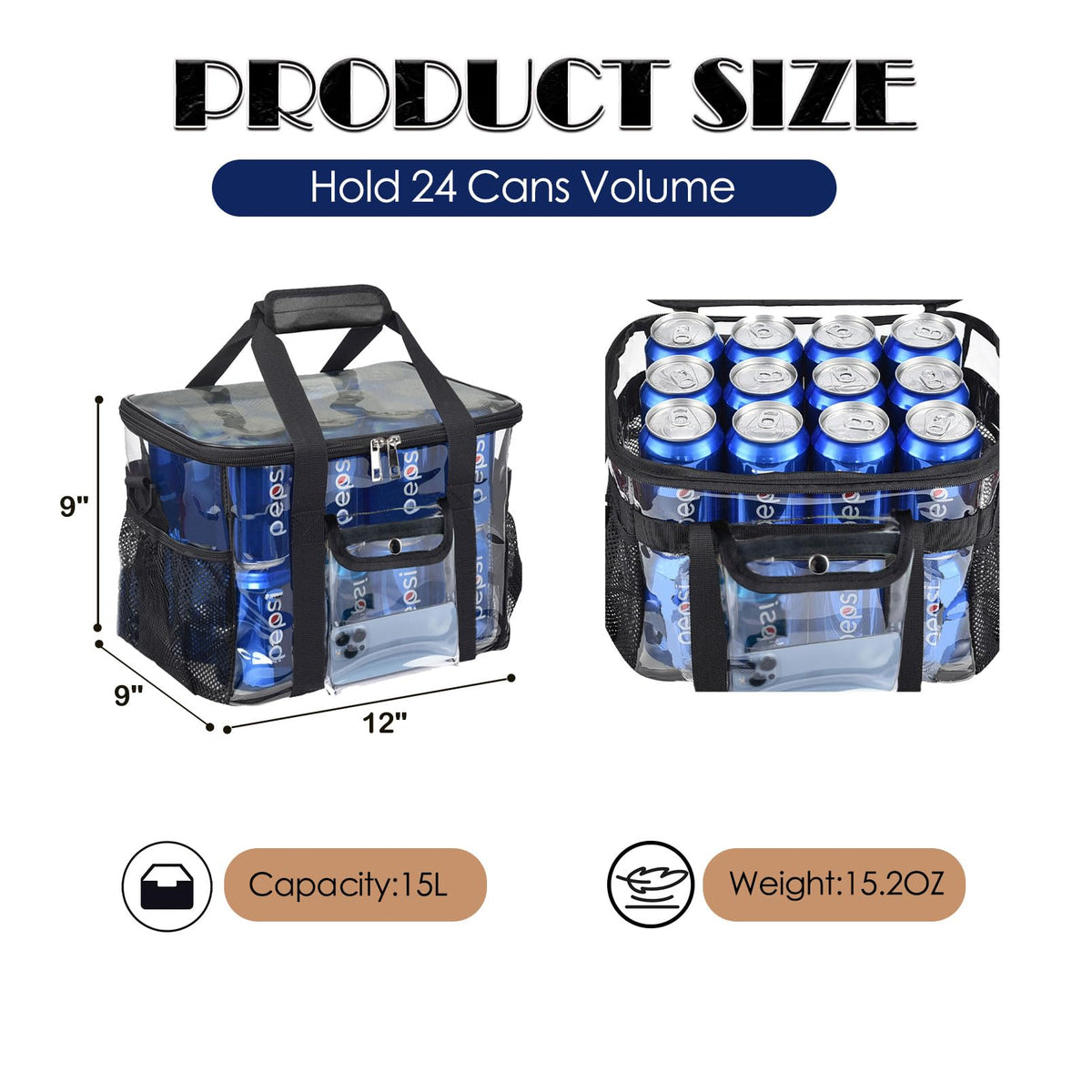 DST Gainbow stadium-approved clear tote ready for security checks.