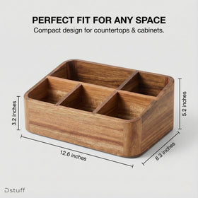 Dstuff acacia wood tea organizer keeps tea bags neatly within reach