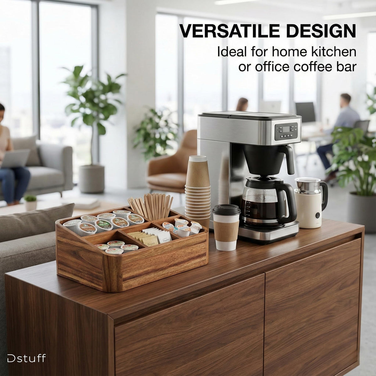 Dstuff coffee, sugar, and tea accessories storage keeps essentials neatly arranged