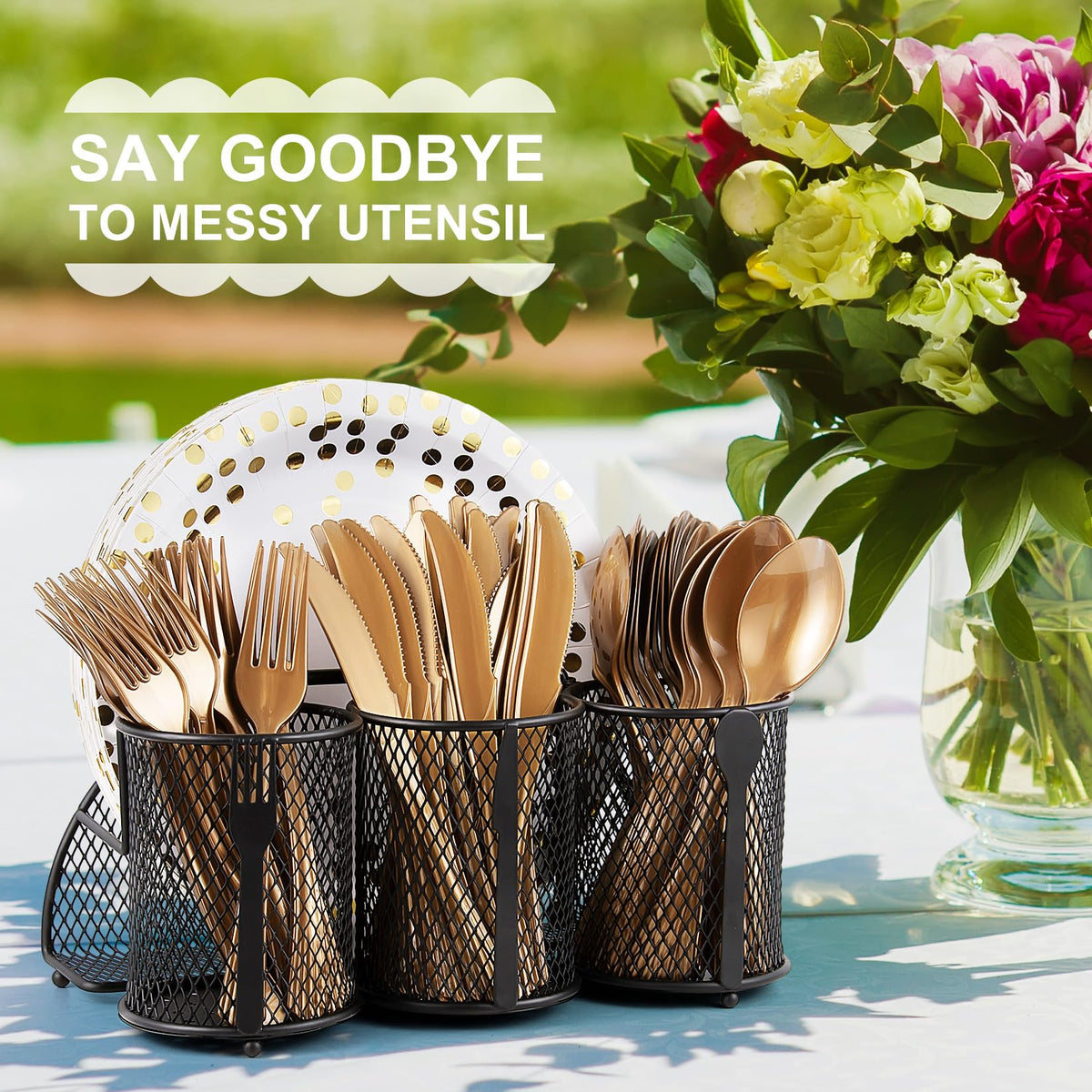 DTICON Utensil Organizer dining-table display showcases elegant, practical storage.