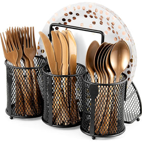 DTICON Utensil Organizer front view shows four compartments for neat utensil storage on countertop.