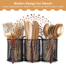 DTICON Utensil Organizer at picnic setting shows easy identification of forks, knives, spoons.