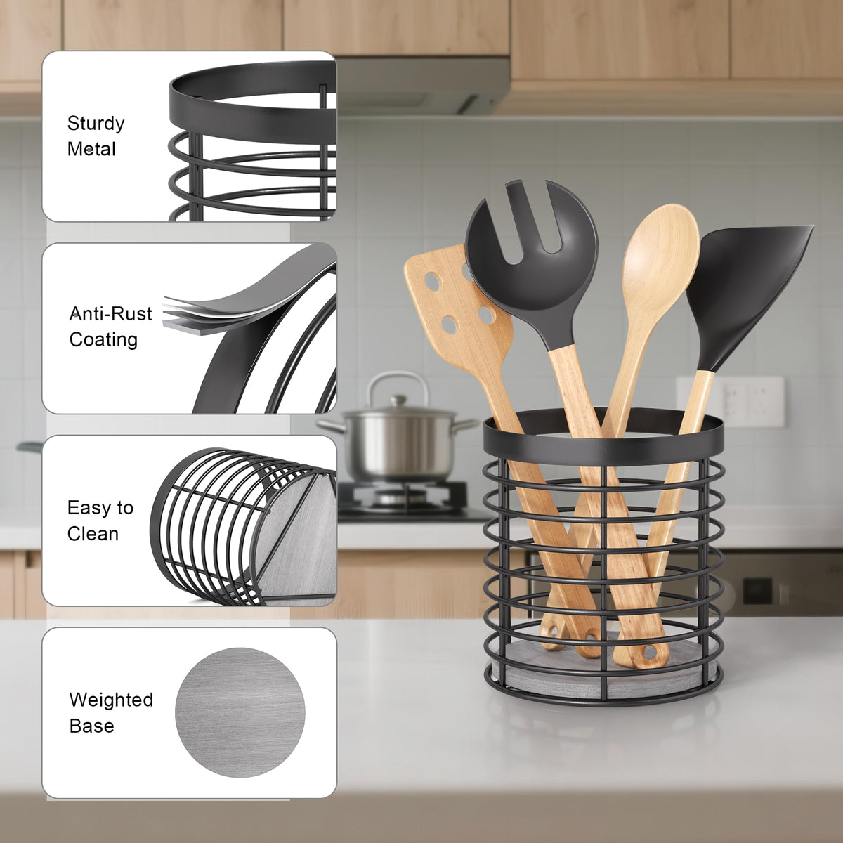 DTONIMA counter organizer shown with spatulas and spoons for easy access.