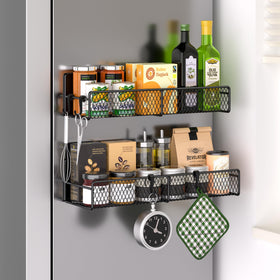 DTUQYX magnetic spice rack on fridge providing sturdy, convenient spice storage with strong magnetic hold.