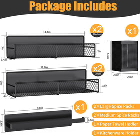 DTUQYX paper towel holder integrated with spice racks for quick cleanup.
