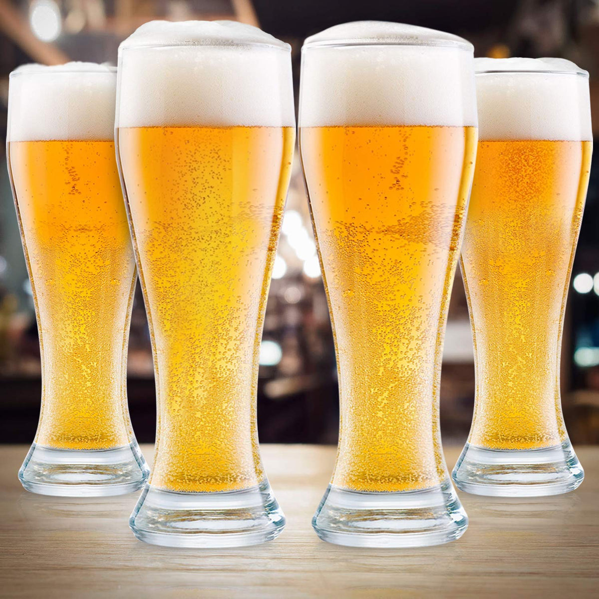 DU VINO 16-oz pilsner glass with dense base provides stability for casual use.