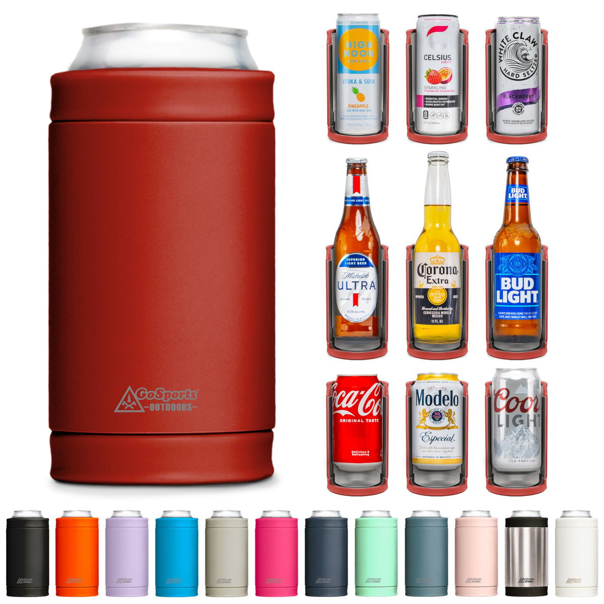 DUALIE 3-in-1 insulated cooler for 12 oz cans keeps drinks cold on the go.