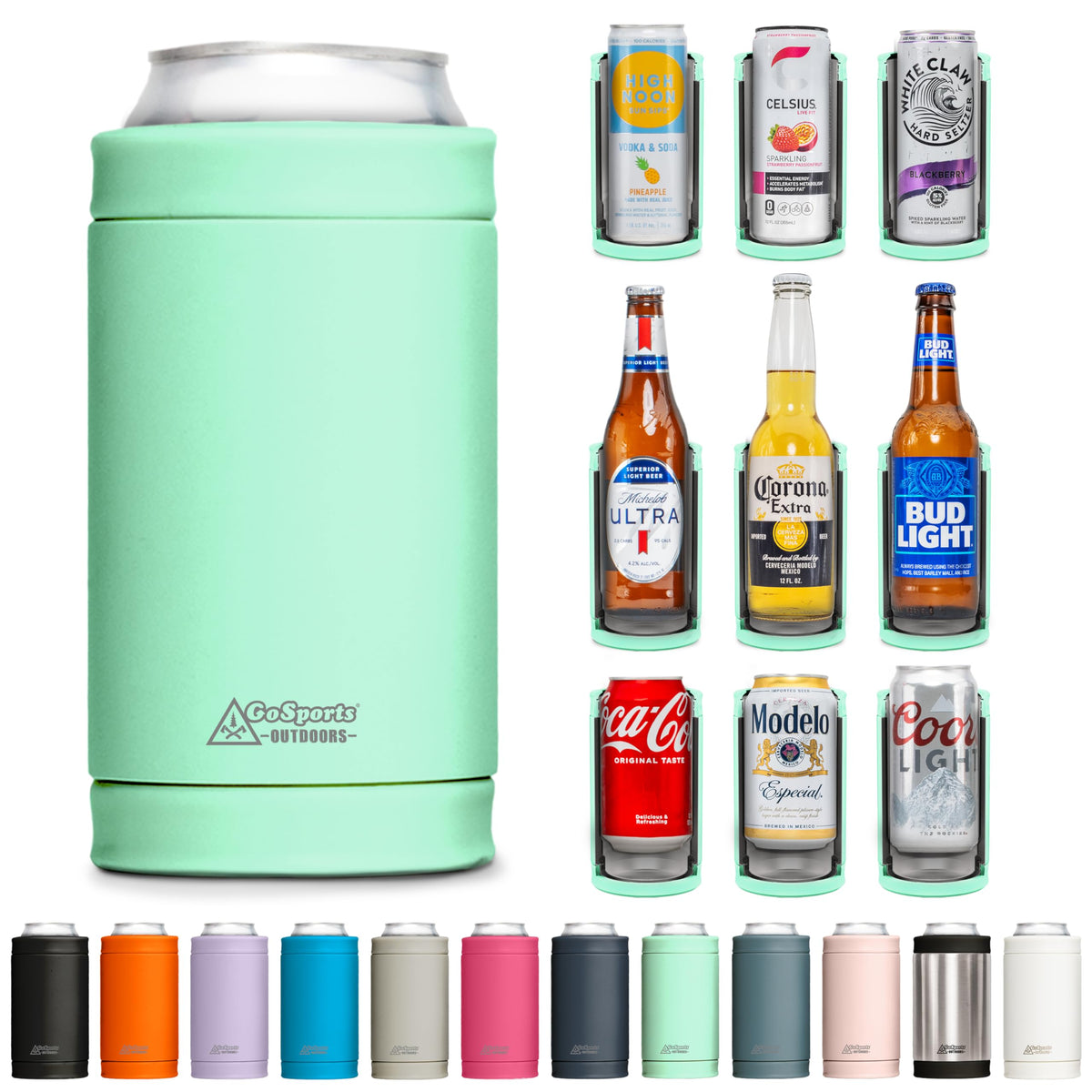 DUALIE 3-in-1 sea foam 12oz can cooler keeps drinks cold and sweat-free