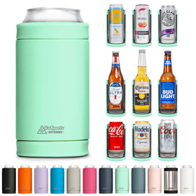 DUALIE 3-in-1 sea foam 12oz can cooler keeps drinks cold and sweat-free