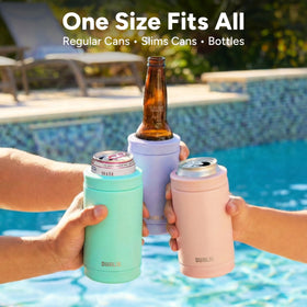 DUALIE 3-in-1 sea foam bottle cooler accommodates 12 oz bottles for versatile sipping