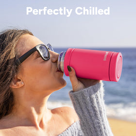 Dualie 3-in-1 insulated can cooler in cup holder for car-friendly use