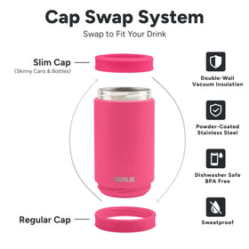 Dualie 3-in-1 insulated can cooler in-hand for on-the-go cooling
