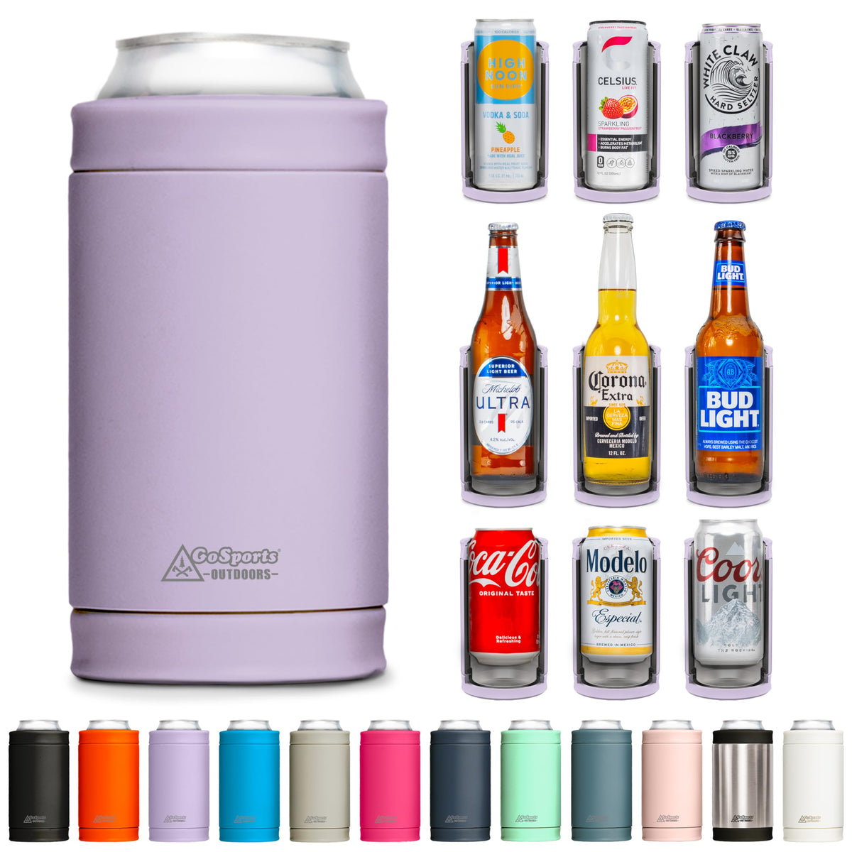 DUALIE Lavender 3in1 insulated can cooler keeps drinks cold and condensation-free.