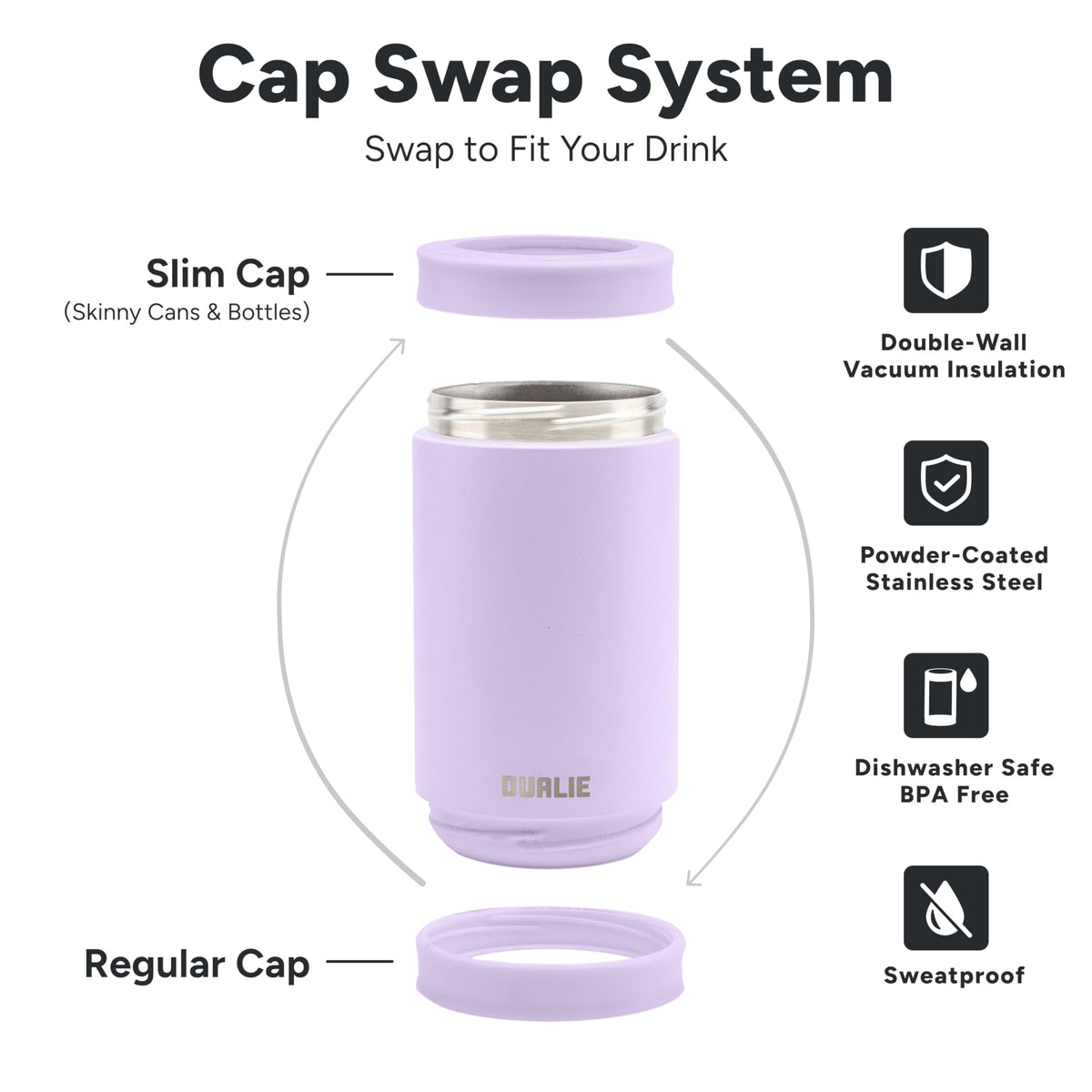DUALIE Lavender slim can fit suits most cup holders.