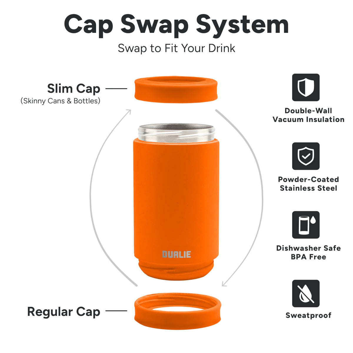 DUALIE sweat-proof design keeps hands dry and clutter-free.