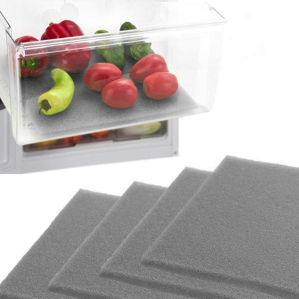Dualplex Fruit and Veggie Life Extender liner in a fridge drawer keeps produce fresh longer.