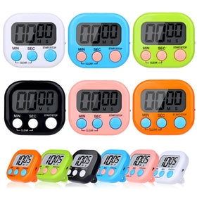 Dualshine 12-pack digital timers in multicolor, with large digits for classroom use.