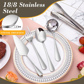 Dualshine 18/8 stainless steel slotted spoons for draining liquids easily during meals.