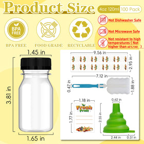 Dualshine 4 oz juice shot bottle with caps on – secure lid for travel.