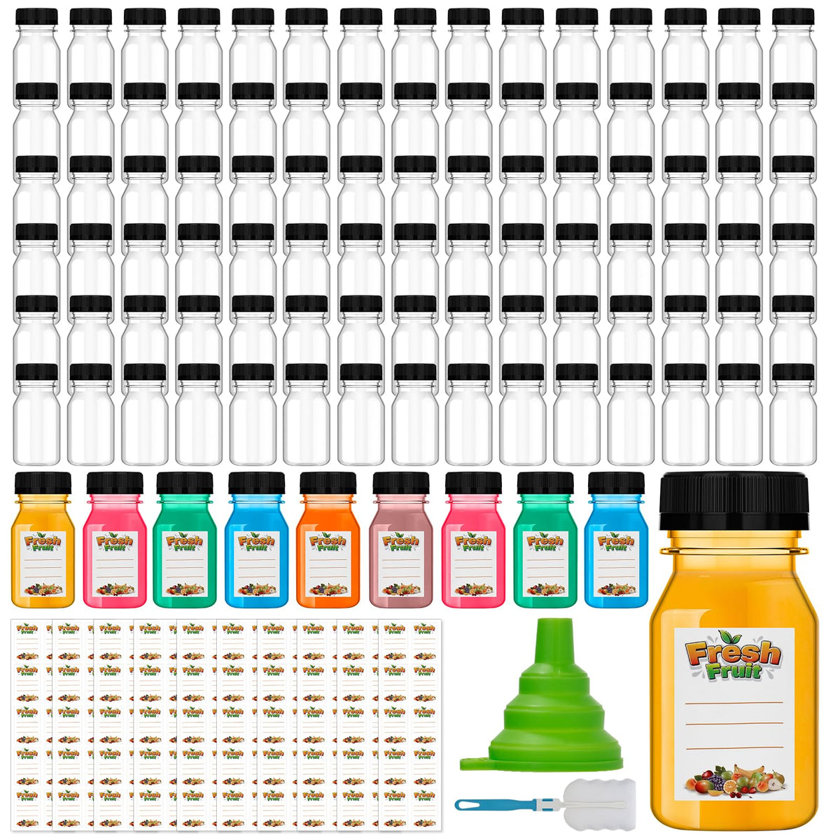 Dualshine 4 oz juice shot bottle – front view, clear and portable for on-the-go drinks.