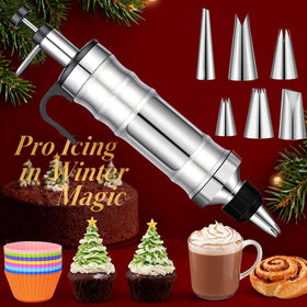 Dualshine cake icing piping kit with durable stainless tips.
