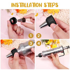 Dualshine cupcake decorating gun demonstrates compact, DIY-friendly dimensions for home bakers.