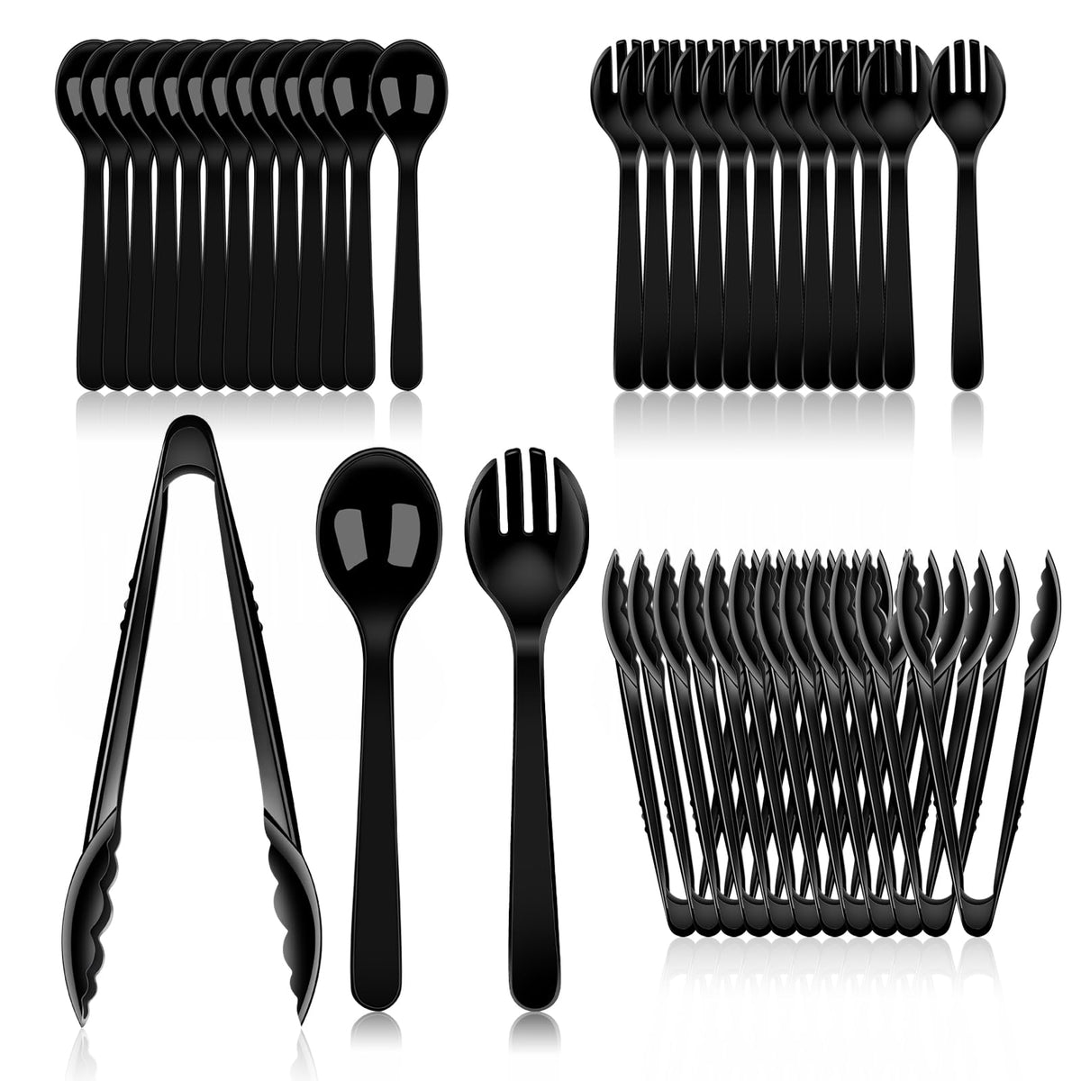 Dualshine disposable spoons 8 inch in black for quick serving at parties.