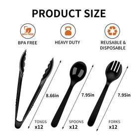 Dualshine 9-inch black tongs offering sturdy grip for easy serving.