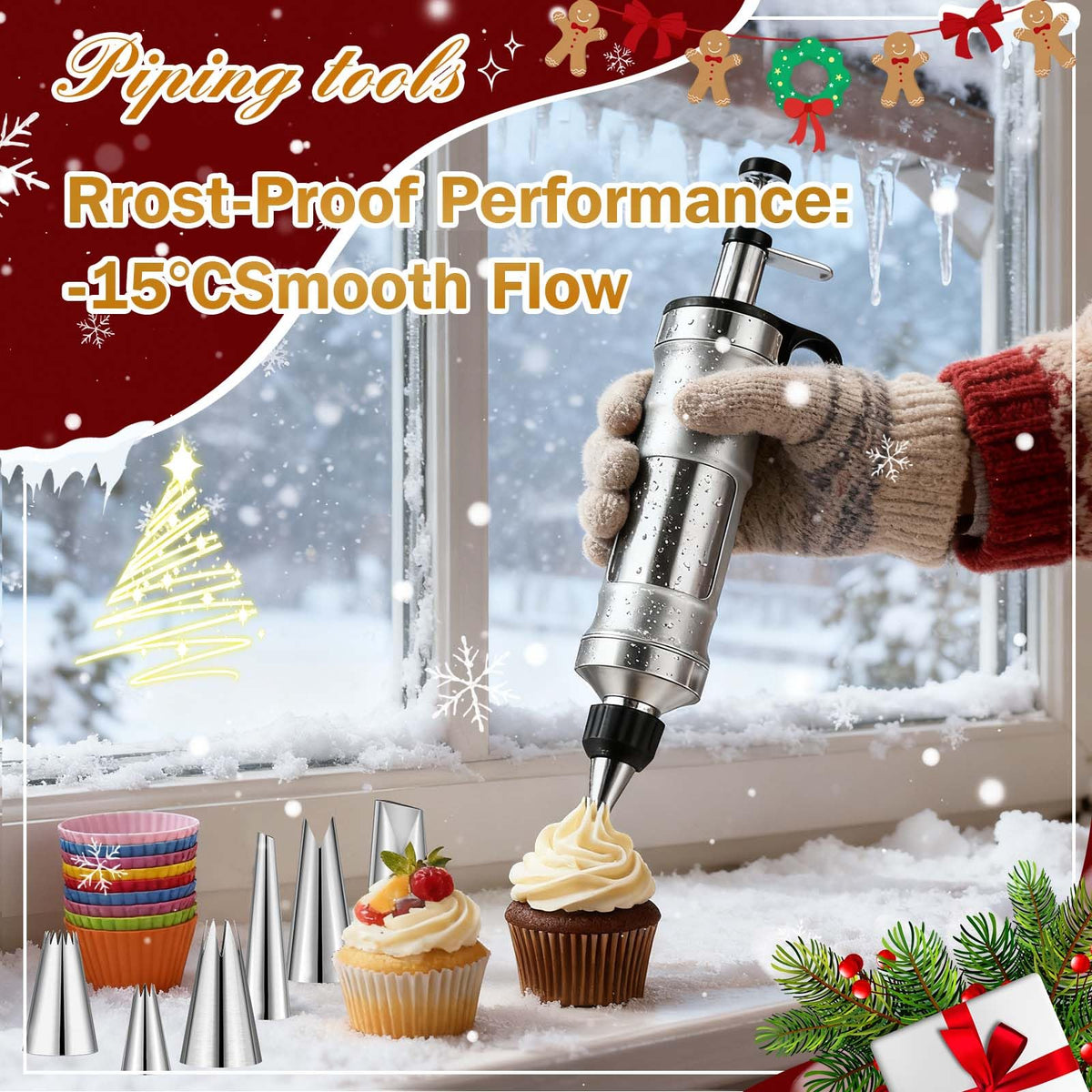 Dualshine six-nozzle set enables intricate cake designs.