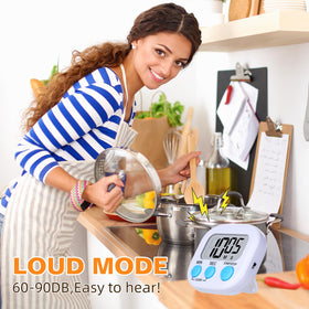 Dualshine magnetic-back timers show on fridge for quick kitchen timing.