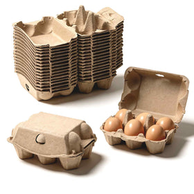 Dubtnion egg cartons hold six eggs per tray for bulk storage