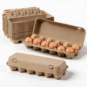 Dubtnion egg cartons holding 12 eggs per carton for bulk storage.