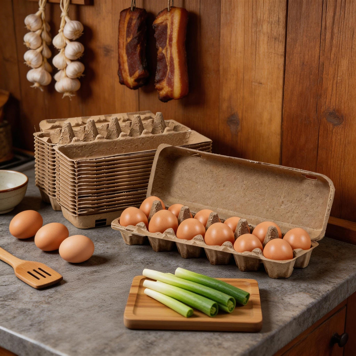 Dubtnion sturdy natural pulp cartons with moisture resistance for durability.