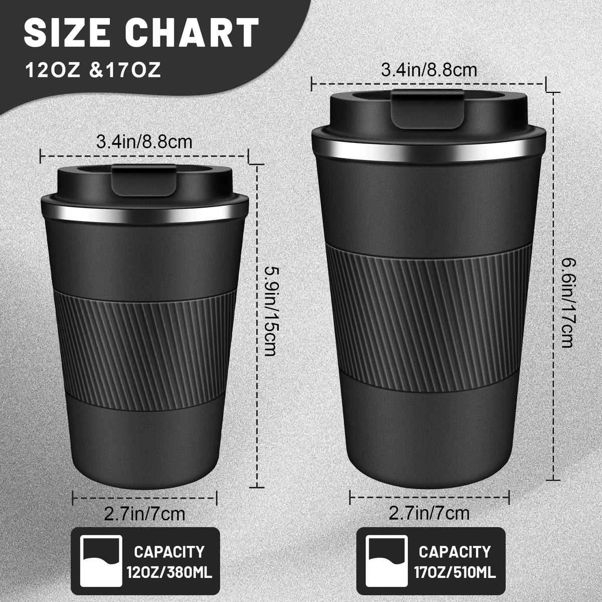 DUBUXW 17oz insulated tumbler with flip lid ideal for longer trips and office use.