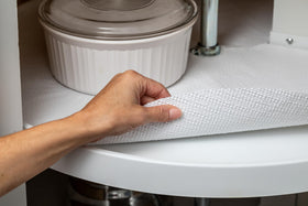 Duck EasyLiner on pantry shelf enhances organization and accessibility
