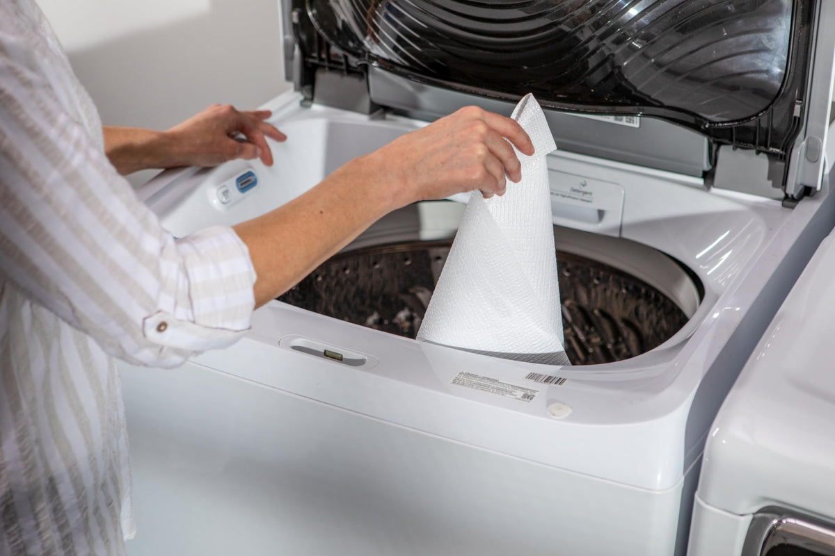 Duck Smooth Top EasyLiner white liner adds clean, modern kitchen storage.
