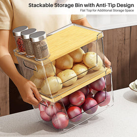 Ducoak stackable bin with anti-tilt design keeps produce organized.