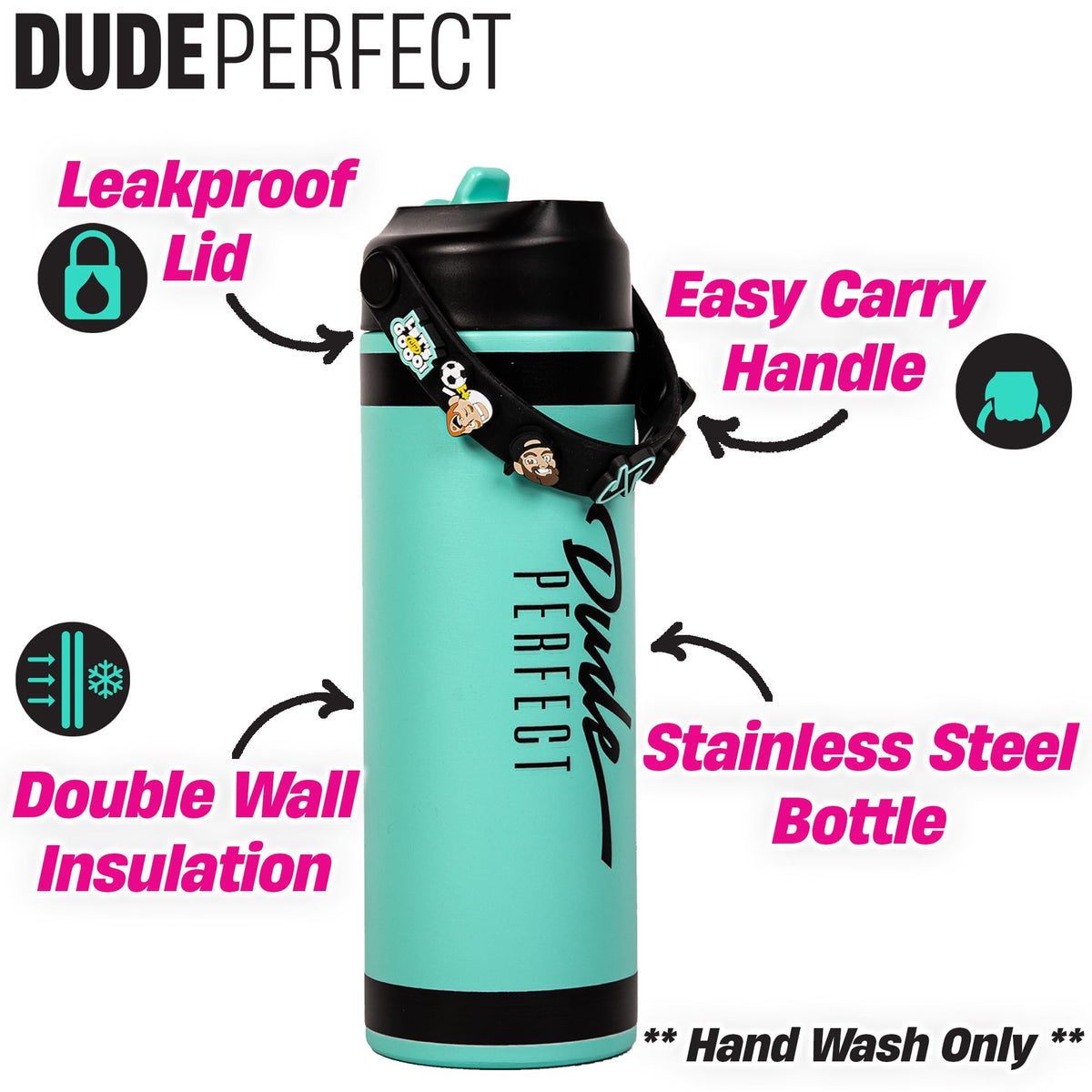 BPA-free stainless steel bottle built for daily school and sports.