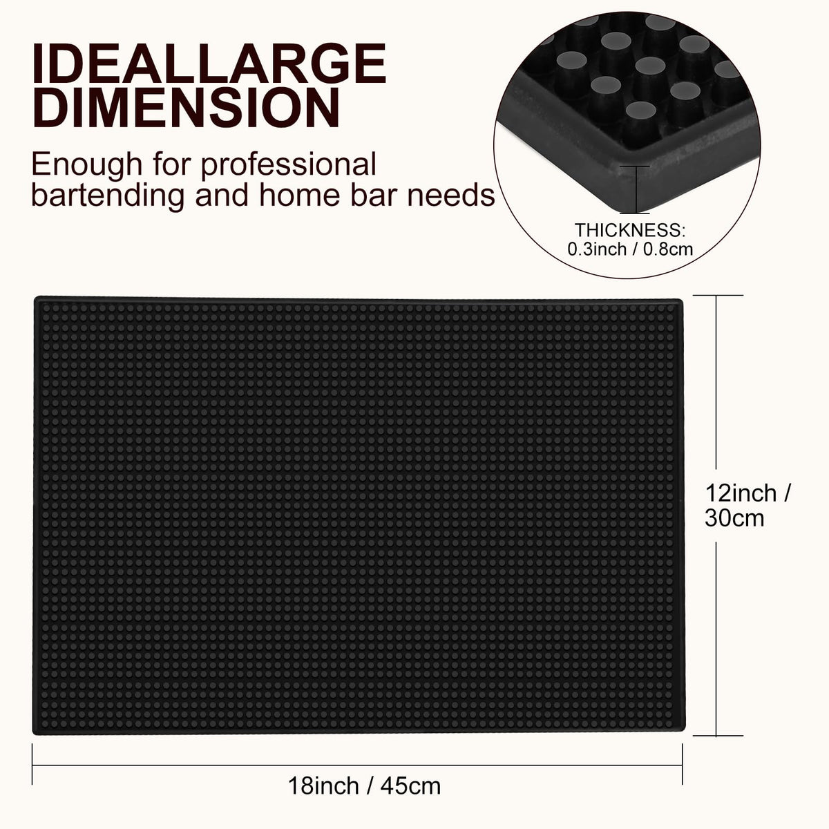 DUIBAOCHUN bar mats highlighting non-slip waterproof surface for stability.