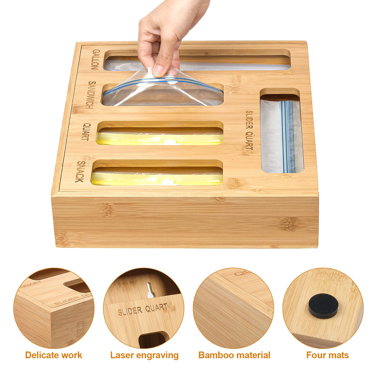 DUJEN drawer bag organizer fits kitchens, offices, and bathrooms.