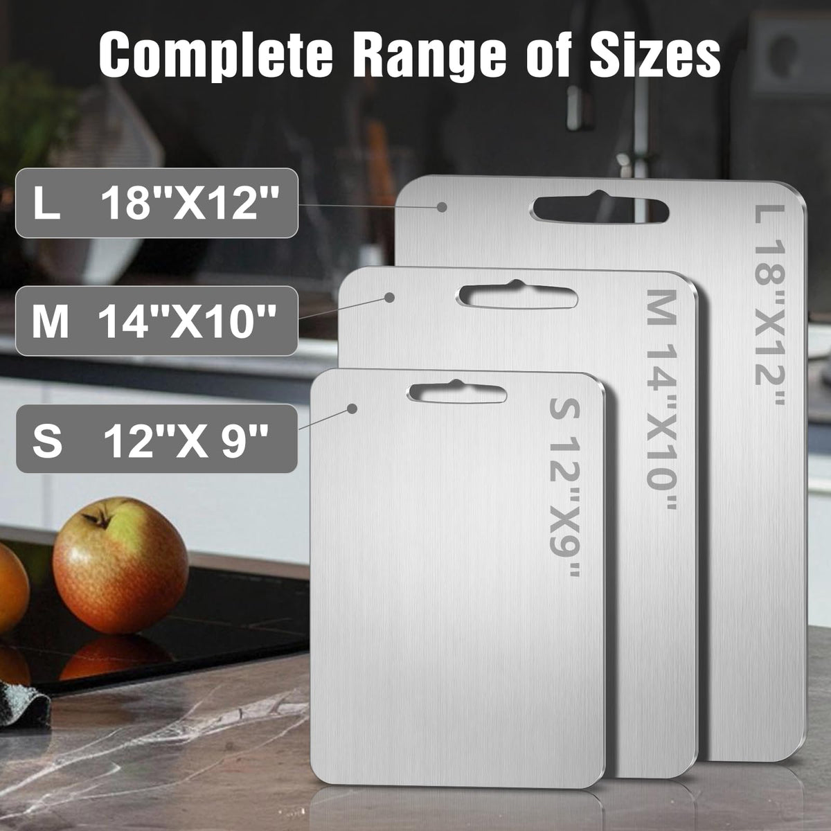 Dujoju titanium cutting board double-sided design supports versatile kitchen tasks.