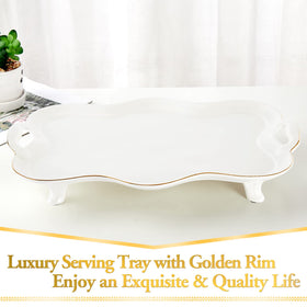 DUJUST British-style wave-design tea tray, perfect decor for the living room.