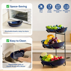 DUJUST three-piece fruit plate set keeps fruits and desserts neatly organized.