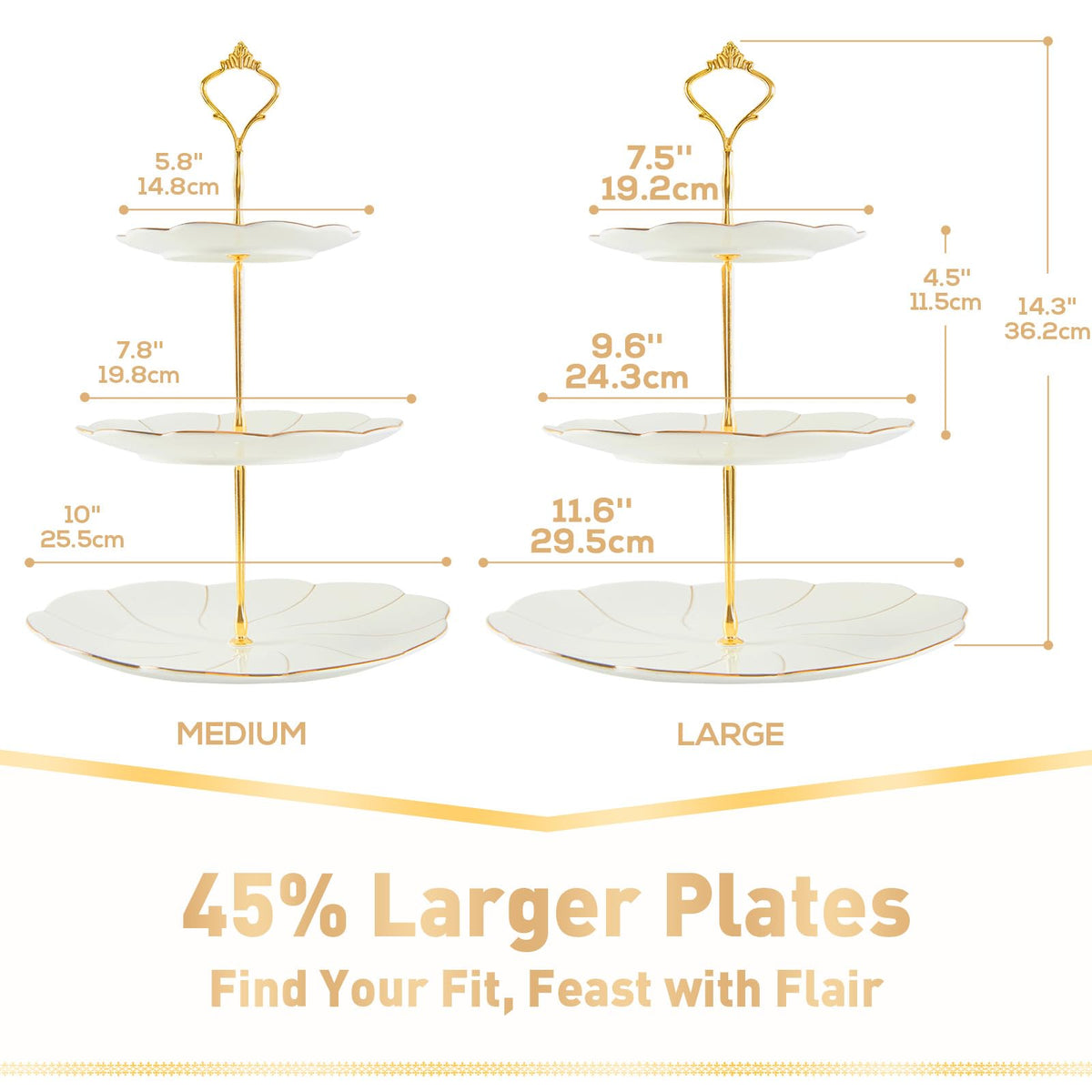 DUJUST luxury porcelain with 45% larger plates for bigger desserts