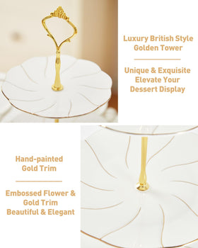 DUJUST gold-trim porcelain base, premium serving for special occasions.