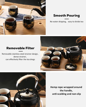 DUJUST detachable tea tray for easy cleanup and serving