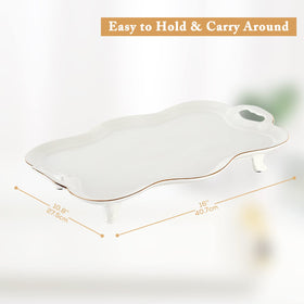 DUJUST lightweight yet durable porcelain tray with smooth surface for easy cleaning.